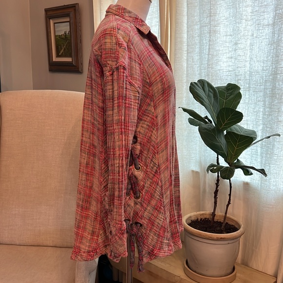 Free People Oversized Plaid side tie tunic - Picture 8 of 9